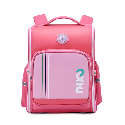 七星狐儿童书包1-3年级防水减负护脊小学生书包三到六年级大容量双肩包 西瓜红配粉红 小号355