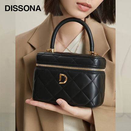 DISSONA迪桑娜链条包小方包小众设计单肩斜挎包手提包女包 黑色