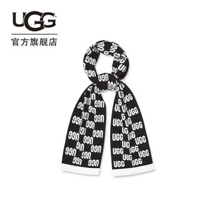 UGG秋季新款女士舒适带品牌徽标款格纹围巾 22665 BLKM | 黑色(多色款) O/S