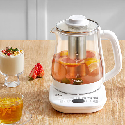 美的（Midea）养生壶 煮茶器 烧水壶 煮茶壶 多段保温迷你玻璃花茶壶 智能恒温电热水壶 低音316L母婴级内胆配茶漏Y15X-Pro