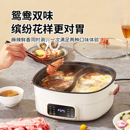 真米 德国真米鸳鸯电火锅家用电煮锅多功能一体大容量宿舍学生电炒锅 6L 鸳鸯锅(电脑版)