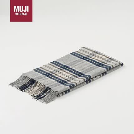 无印良品MUJI围巾 灰色格纹 60×200cm