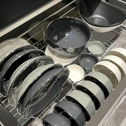 康陌 碗碟套装北欧轻奢风乔迁整套餐具描金盘子碗礼盒 十人食42件套配汤煲【礼盒装】