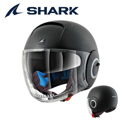 法国进口鲨鱼SHARK NANO 纳米系列摩托车男女卡丁车头盔夏季双镜片半盔 哑黑-HE2805KMA XL(59-60)头围