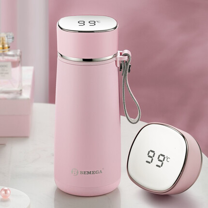 BEMEGA英国Bemega高档智能保温杯女男316不锈钢学生可爱便携小巧水杯子