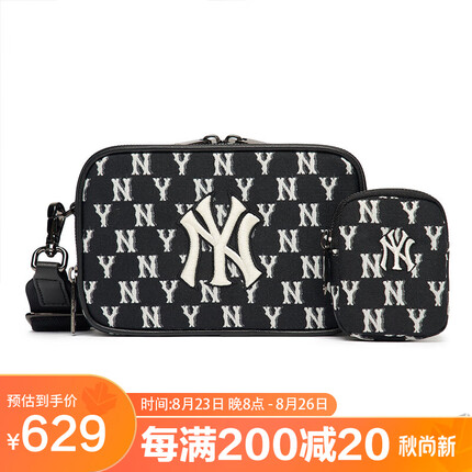 MLB 男女斜挎包复古老花运动休闲情侣3ACRS022N-50BKS纽约洋基队/黑色F