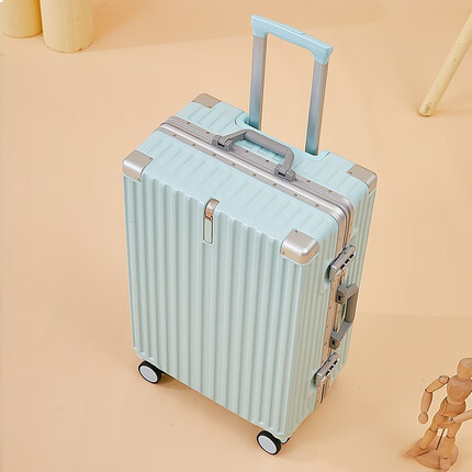 欧遥铝框行李箱加厚耐用拉杆箱结实抗摔可坐人密码箱男女学生硬壳皮箱 薄荷绿/加厚加固铝框箱 20英寸【可登机】适合短途出差