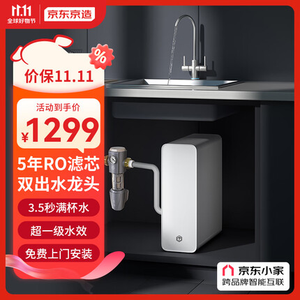 京东京造 1000G净水器 家用净水机 直饮机 5年RO反渗透滤芯 2.6L/分大流量 双出水设计 免费安装