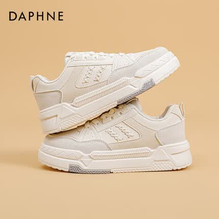 达芙妮（DAPHNE）麦穗小白鞋女2023新款百搭女鞋子女春夏厚底运动鞋女款板鞋 糯米白 35