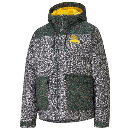 彪马 PUMA 黑标 女子 PUMA x MR DOODLE AOP Puff 运动 夹棉外套 598685 91绿色 S码