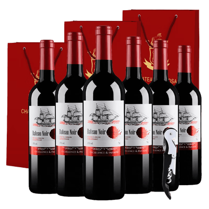 黑舰法国Roux家族原瓶进口 黑舰经典混酿干红葡萄红酒13度750ml*6瓶 整箱