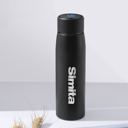 施密特（Simita）智能保温杯保冷便携学生316不锈钢杯简约时尚车载杯子 黑色380ml