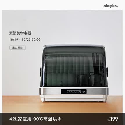 欧莱克（olayks）消毒柜 台式消毒碗柜 家用保洁柜 迷你小型碗筷刀架高温消毒烘干柜42L 