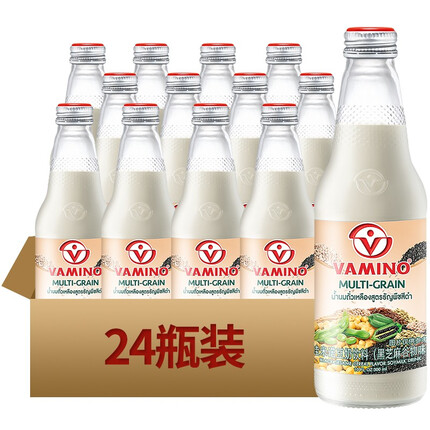 哇米诺泰国进口饮料哇米诺豆奶豆奶儿童早餐豆奶豆乳饮品330ml*24瓶 黑芝麻谷物豆奶300ml*24瓶