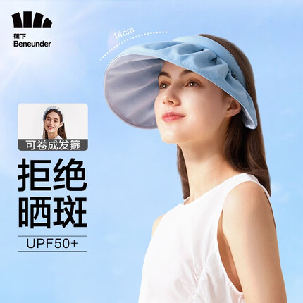 蕉下(beneunder)遮阳帽BM532女贝壳帽空顶帽防晒帽夏季防紫外线纭际系列 【升级款】布鲁蓝