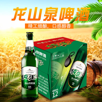 龙山泉本溪龙山泉 纯生啤酒 480mLx12瓶 天生新鲜