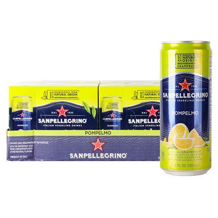 圣培露（S.PELLECRINO）含气果汁330ml易拉罐 意大利进口果味气泡饮料 330ml*24罐西柚味