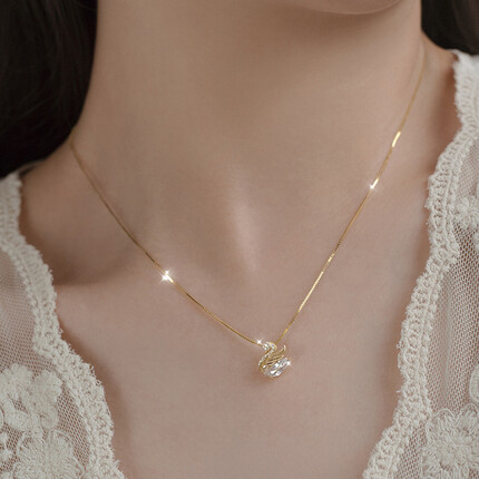 桑玛小天鹅银项链女锁骨链女士轻奢时尚吊坠生日38女神节礼物送女友 小天鹅银项链