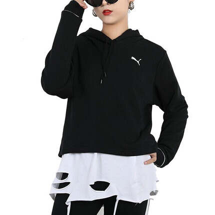 彪马 PUMA 女子 基础系列 STYLE CAT Hoodie Wmns 运动 卫衣/套头衫 587162 01黑色 S码(欧洲码)