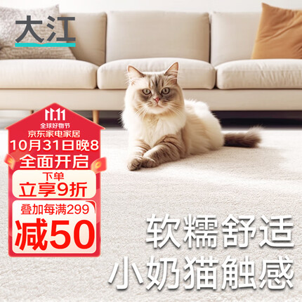 大江地毯客厅地毯卧室床边地毯轻奢高级感儿童房间地垫毛绒地毯奶油风