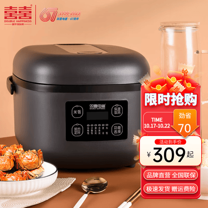 双喜 电饭煲智能迷你多功能电饭煲不沾内胆 4.7L