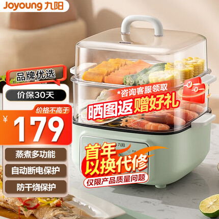 九阳（Joyoung） 多用途锅 电蒸锅蒸箱多功能家用涮火锅蒸蛋器蒸包子早餐煮锅双层9.3L不粘涂层 ZD20-GE560