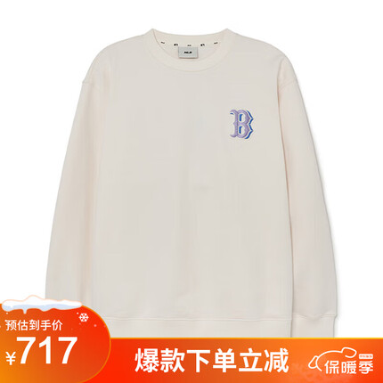 MLB卫衣男女老花大LOGO休闲春秋外套3AMTM0631-43CRS-S/奶油色