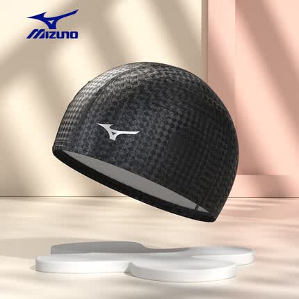 美津浓（MIZUNO）游泳帽女pu布帽长发加大号舒适不勒头防水护耳男士游泳装备2S02黑