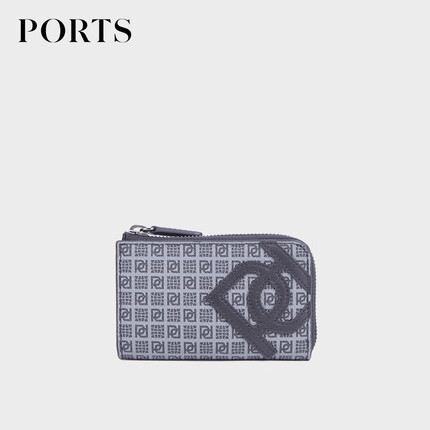 PORTS宝姿男装老花LOGO短款时尚钱包MN9A4126CPQ03 INK-MONO