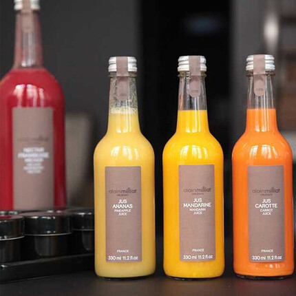 艾兰优果法国Alain Milliat 100%无添加苹果橙汁果汁葡萄果汁套装 考克斯苹果汁200ML*4