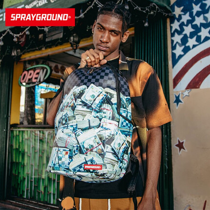 SprayGround秋冬新款双肩包潮流印花书包中性男女背包男女包校园电脑包情人节礼物 花色