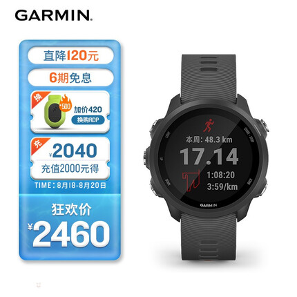 佳明 GARMIN Forerunner245神秘灰 三星定位智能手表 脉搏血氧 男女心率 游泳骑行户外运动腕表 跑步训练手表