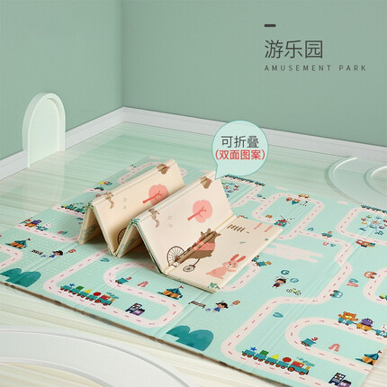 欧孕（OUYUN）宝宝新款爬爬垫爬行垫双面图案可折叠 游乐园 180cmx160cm薄款（0.8左右））