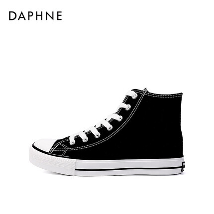 达芙妮（DAPHNE）帆布鞋子女新款春季薄款ins潮百搭女运动休闲鞋板鞋 黑色 35