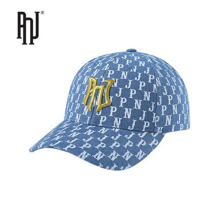 PNJ官方字母刺绣休闲百搭时尚鸭舌帽 PNJA151038 牛仔蓝(金)