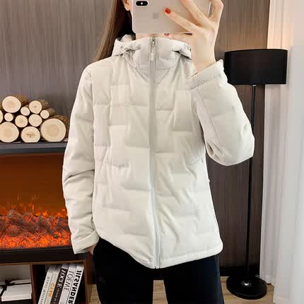 古地斯轻薄羽绒服女2023年短款轻便小个子外套冬348161A 米白色 M