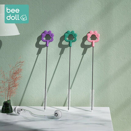 beedoll蓓兜吸管刷婴儿奶瓶刷套装加粗加长刷吸管清洗刷细长清洁刷3支装