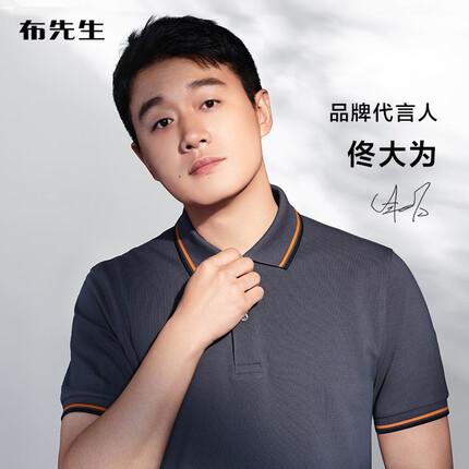 布先生 t恤佟大为同款春夏季短袖polo衫翻领男装纯棉男士打底衫AT11278 铁灰 L/175