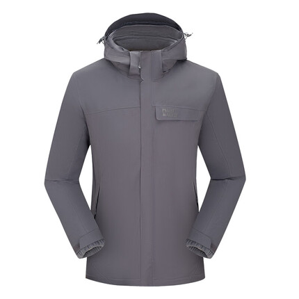 埃尔蒙特ALPINT MOUNTAIN冲锋衣 户外三合一抓绒两件套防风防水可拆卸保暖外套690-191 灰色男 S