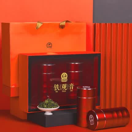 闽茶府茶叶礼盒福建铁观音高端商务茶礼2022清香型正味兰花香安溪乌龙茶 100克 * 2罐