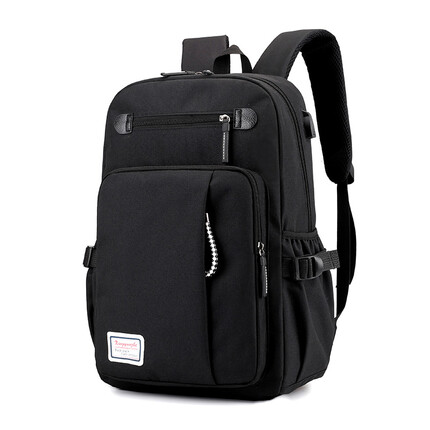 梦凡客男士双肩包15.6英寸初高中学生书包休闲大容量尼龙电脑包旅行包 黑色