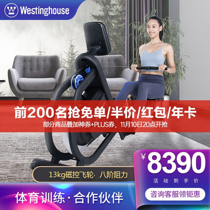 西屋（Westinghouse） 划船机磁阻划船器商用划船健身器材划桨艇运动器材健身房商用 WR04/商用轻奢/13kg磁控飞轮/心率监测