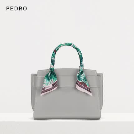 Pedro大容量丝巾通勤托特包单肩包手提包女包妈妈包礼物PW2-45210004-2 灰色 M