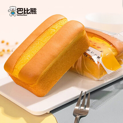 巴比熊芝士大蛋糕早餐蛋糕充饥面包夜宵点心小零食夹心糕点整箱 500g 大芝士蛋糕500g