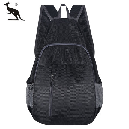酷奇袋鼠超轻便携可折叠运动皮肤包轻薄防水户外登山背包男女旅行双肩包 黑色