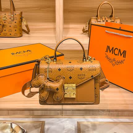 CK自主品牌包包女2023新款时尚小方包印花邮差手提包单肩斜挎风琴包 大号棕色