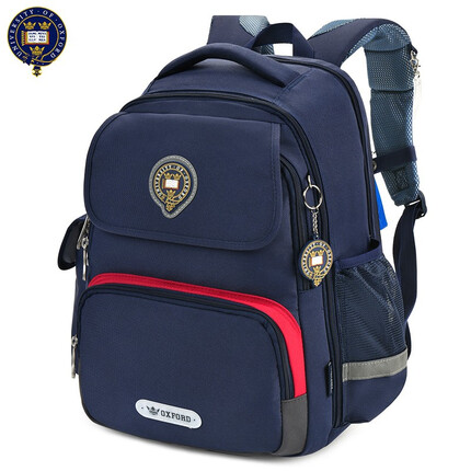 英国牛津大学OXFORD书包小学生男孩减负护脊3-6年级儿童书包英伦风双肩背包防泼水 X589深蓝