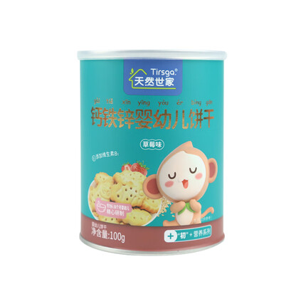 天然世家（Tirsga）钙铁锌婴幼儿饼干送宝宝辅食电子版食谱 草莓味