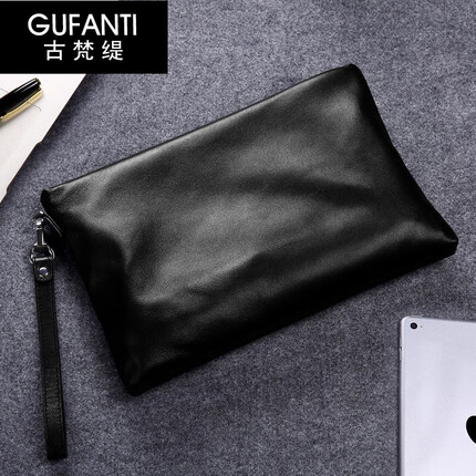 古梵缇男士手包 商务时尚大容量软皮信封包手拿包男钱包送礼物 gftx-302 黑色大号 GUFANTI