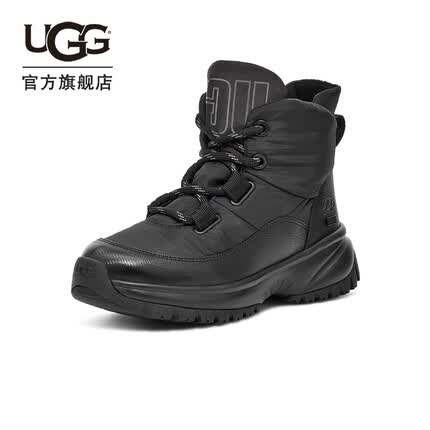 UGG冬季新款男女同款休闲舒适厚底系带圆头时尚短靴 1143844 BLK | 黑色 36